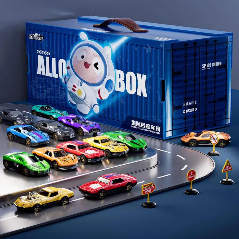 

Mini Alloy Racing Car Set With Race Track Enhance Parent-child Interaction Cool Supercar Shape Space Theme For Puzzle Lover Gift