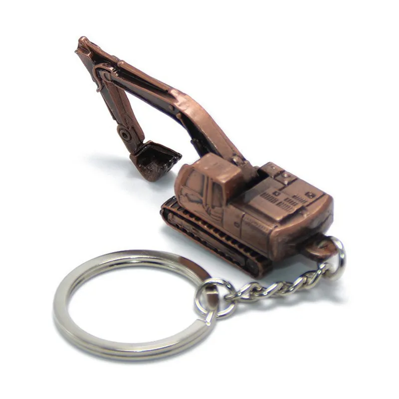 New Creative 3D Excavator Key Chain Fashion Car key Ring Charm Toys KeyChains Party Gift