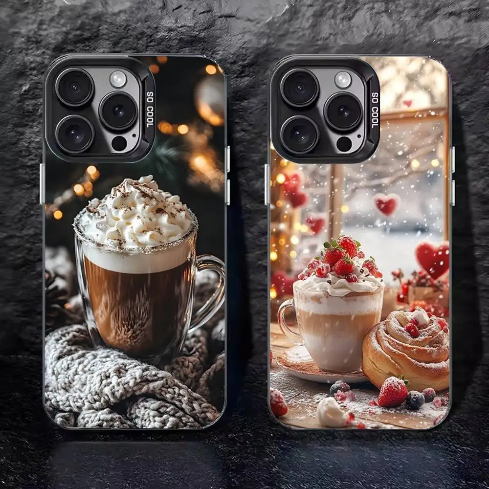 

Christmas Art winter Coffee Phone Case For iPhone 17 16 15 14 13 12 11 Pro Max XS Max 7 8 Plus Shockproof Silicone Matte Cover