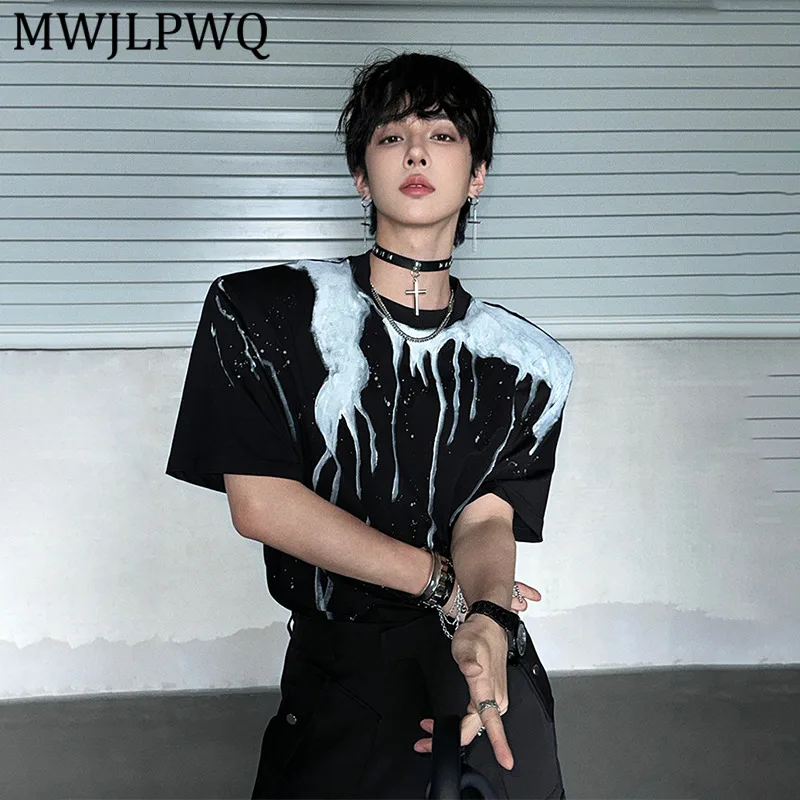 

MWJLPWQ New Trend Street Short Sleeve T-Shirt For Men 2026 Summer Printed Design Short Sleeve Hip-Hop Loose Fit Casual Tee 13220