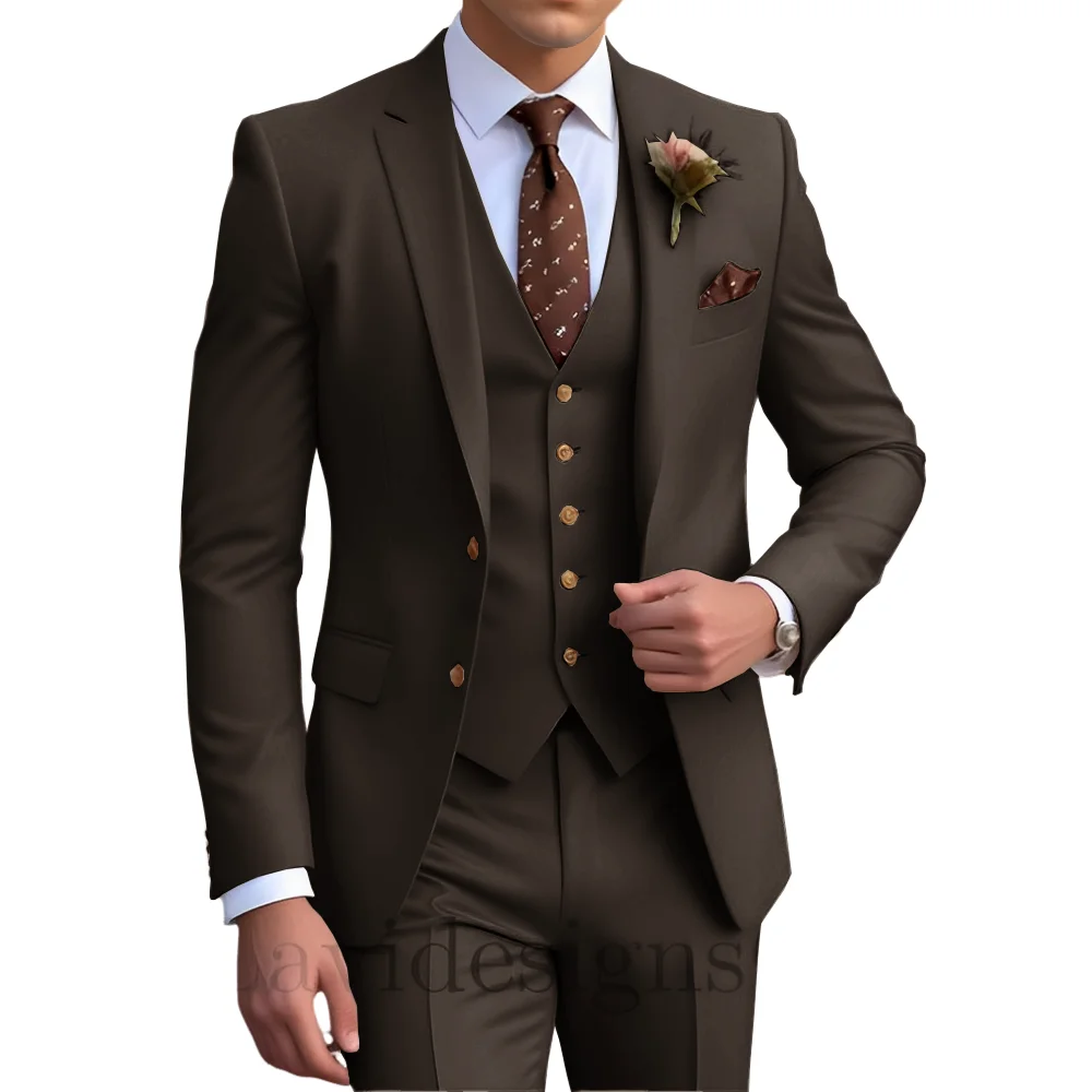Elegant Men's Wedding Tuxedo Slim Blazer Pants Vest Three-piece Suit XS-5XL Custom Youth Suit 2025 New Style Suit