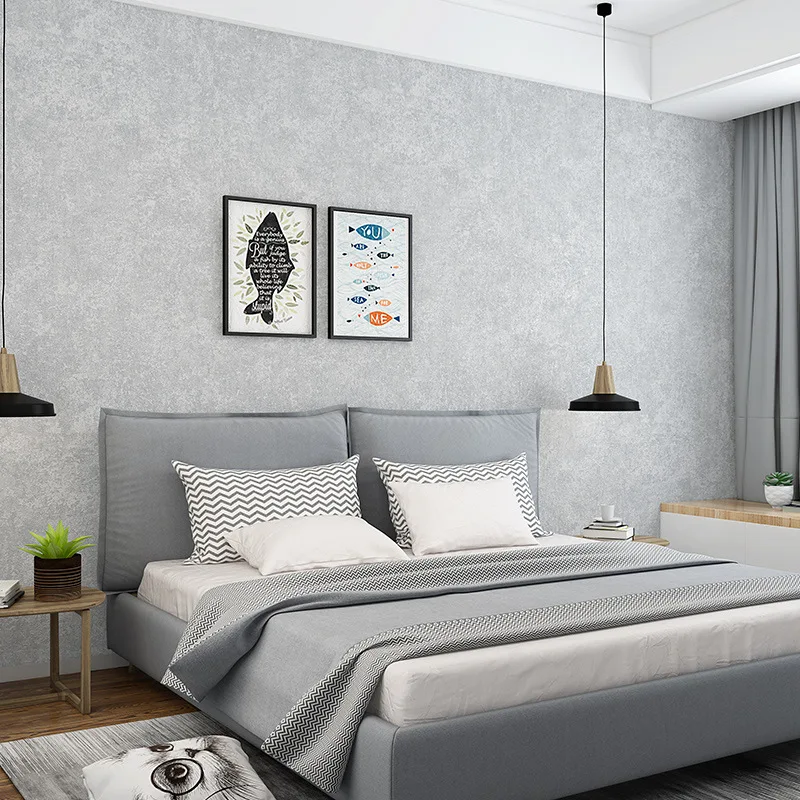 Scandinavian American Style Distressed Vintage Modern Solid Color Non Woven Wallpaper for Living Room Bedroom Cross Border