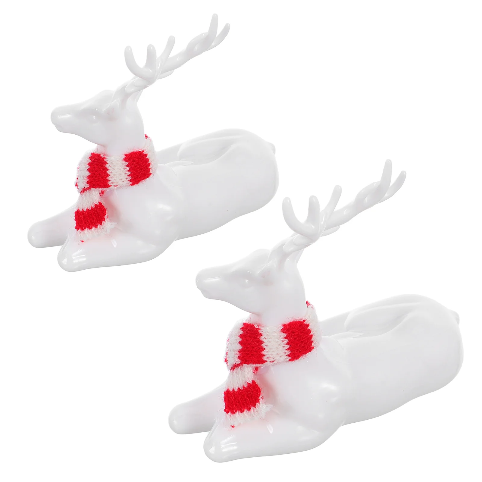 

2Pcs Acrylic Reindeer Decor Statues Elk Ornaments Festive Holiday Deer Sculptures Christmas Tabletop Centerpieces