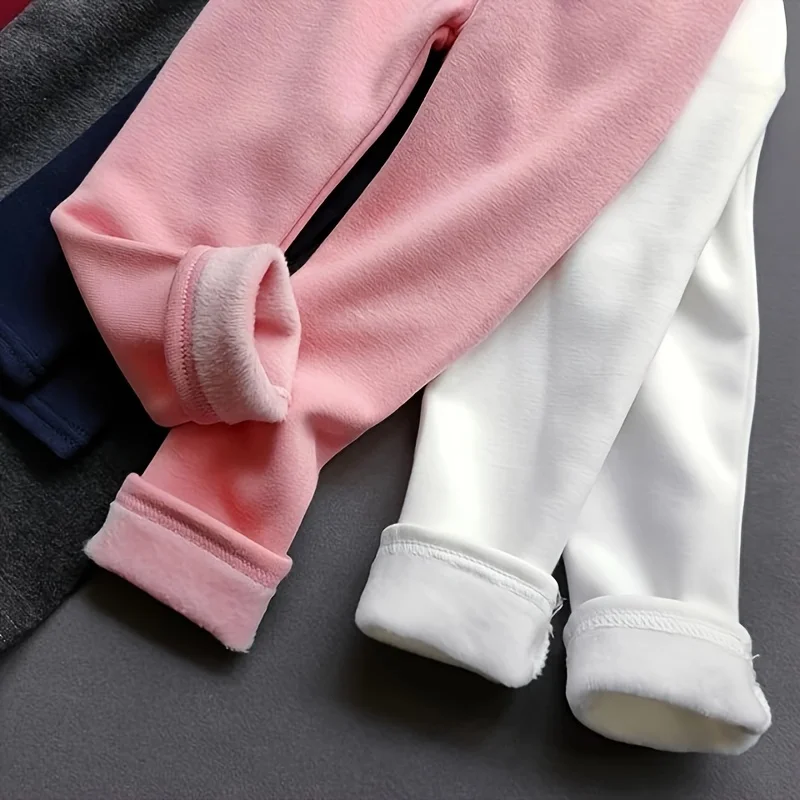 Winter girl's cashmere leggings plus cashmere thick children's casual cashmere warm pants Baby solid color cotton pants baby war