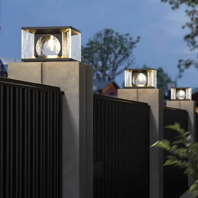 Solar courtyard light, modern and minimalist villa entrance door light, wall waterproof column headlight