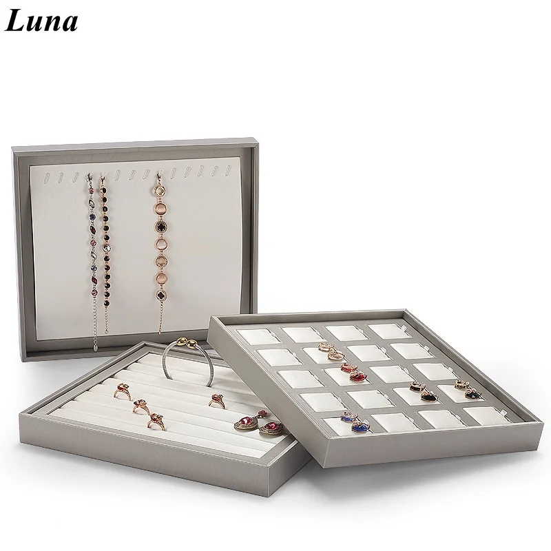 

Minimalist Leather Jewelry Tray, Simple Ring Necklace Display Stand, Modern Jewelry Prop for Photography