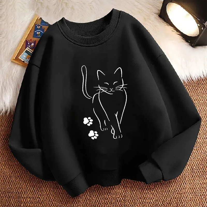 Niedlicher Katzen-Hoodie mit Pfotenmuster Kinder-Katzen-Sweatshirt Kapuzenpullover für Jungen und Mädchen Herbst Winter Lässige Kapuzenpullover Cartoon