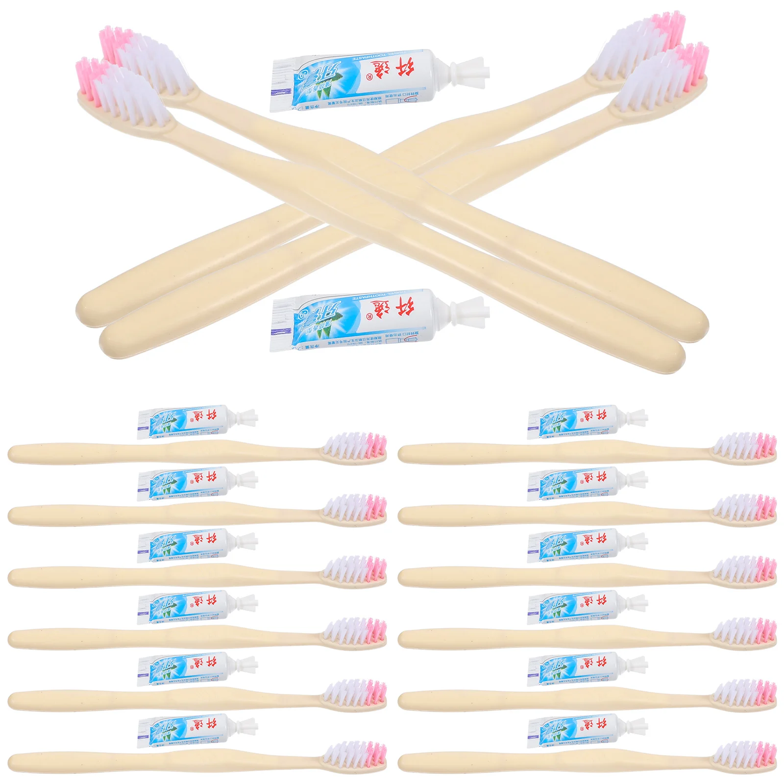 

100 Pcs Disposable Toothbrush Paste Travel Hotel Sensitive with Toothpaste Individual Individually Wrapped Plastic