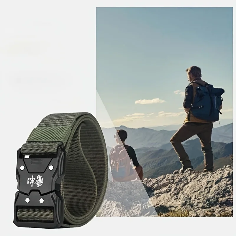High quality tactical belt for men fashionable business trend outdoor sports canvas breathable and wear-resistant belt for men image 4