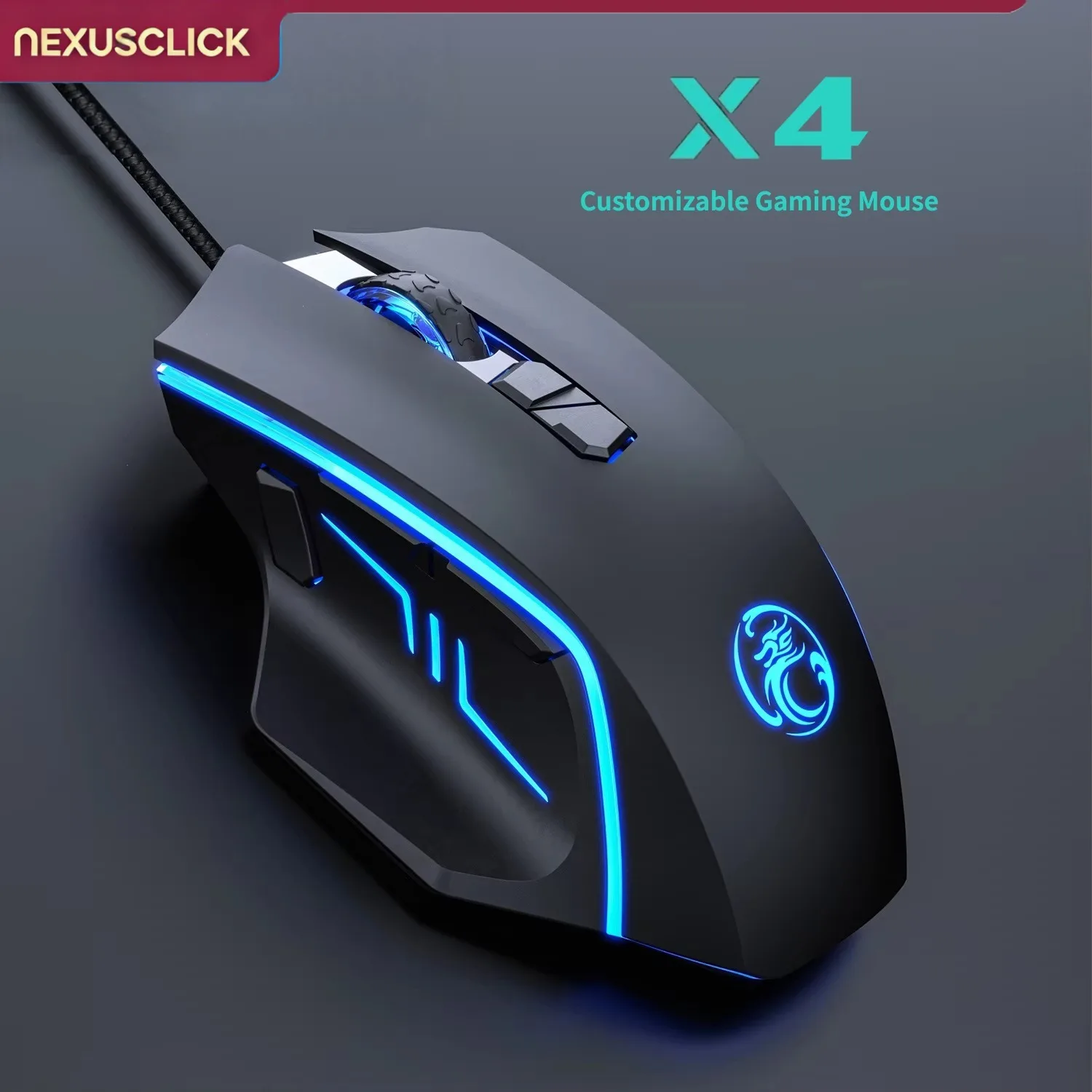 NexusClick USB Wired Gaming Mouse,8 Button Backlit Ergonomic Mice 7200 DPI Backlight Adjustable Optical for Gamer Office Desktop