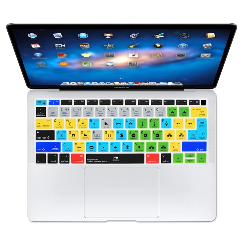 A1932 لـ Adobe Premiere Pro CC Hotkey غطاء لوحة المفاتيح من السيليكون لجهاز MacBook Air 13 2018 13.3 بوصة الإصدار A1932 2019