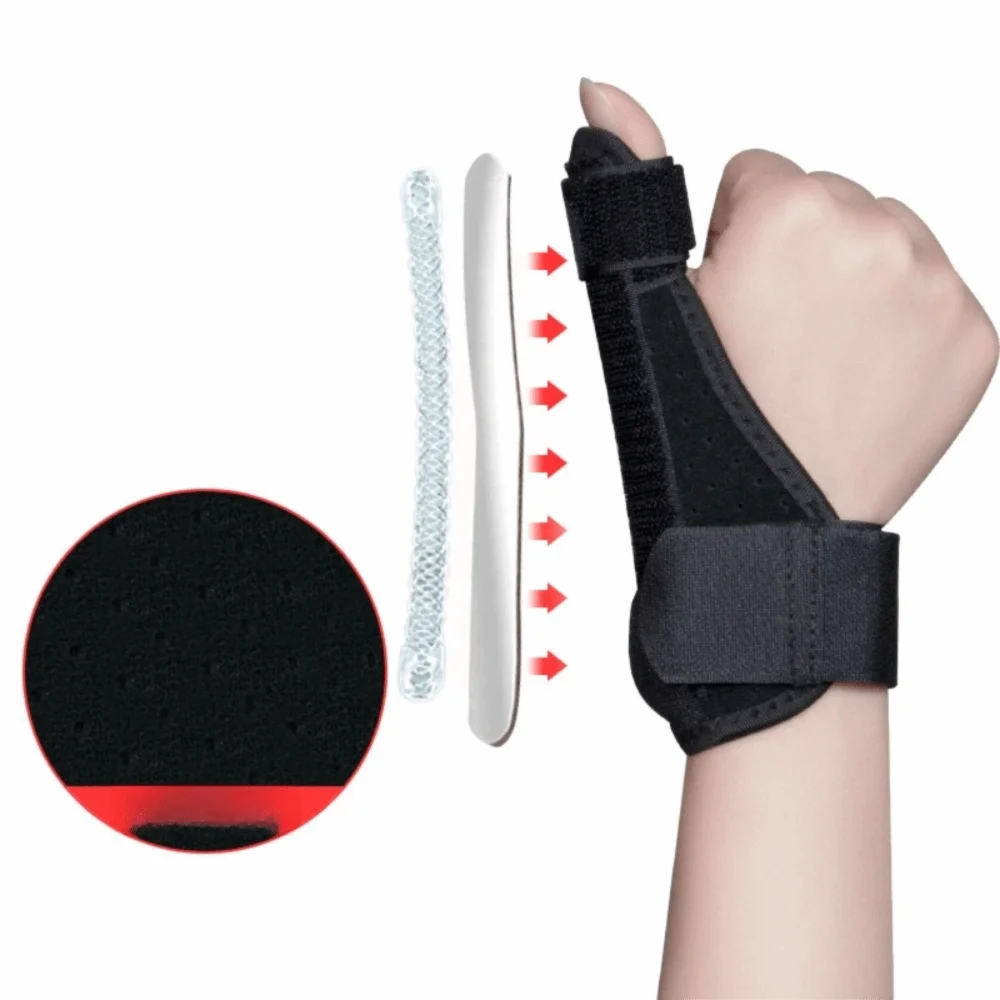 Durable Polyester Wrist Guard Grey Black Adjustable Protective Immobilizer For Thumb Splint Fractures Unisex
