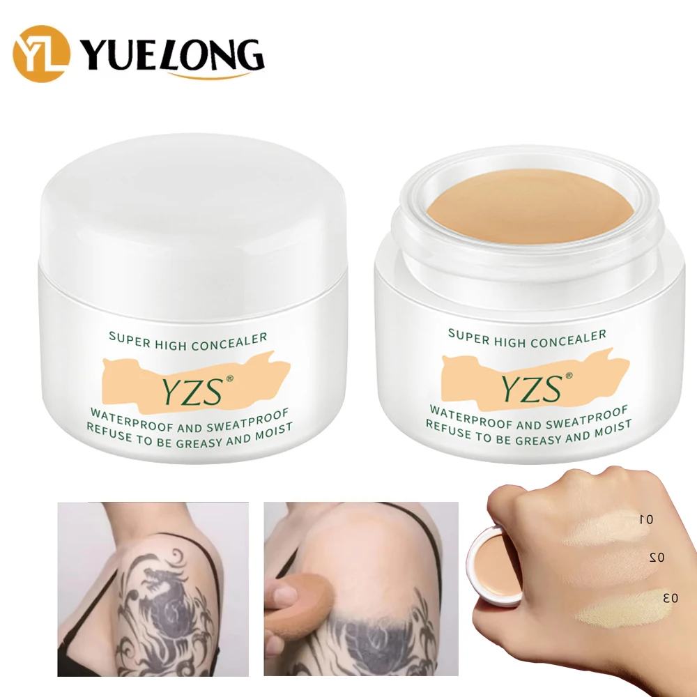 

Waterproof Full Coverage Concealer for Tattoo Coverage Concealer Scars Acne Marks Dark Circles Natural Finish Foundation