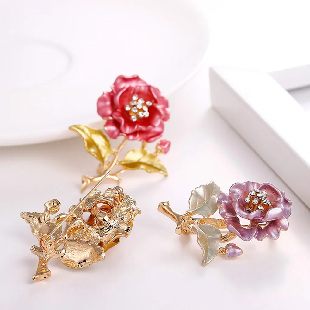 Women Flower Brooch Pin Rhinestone Breastpin Overcoat Suit Brooches Decorations Girls Female Jewelry for Present