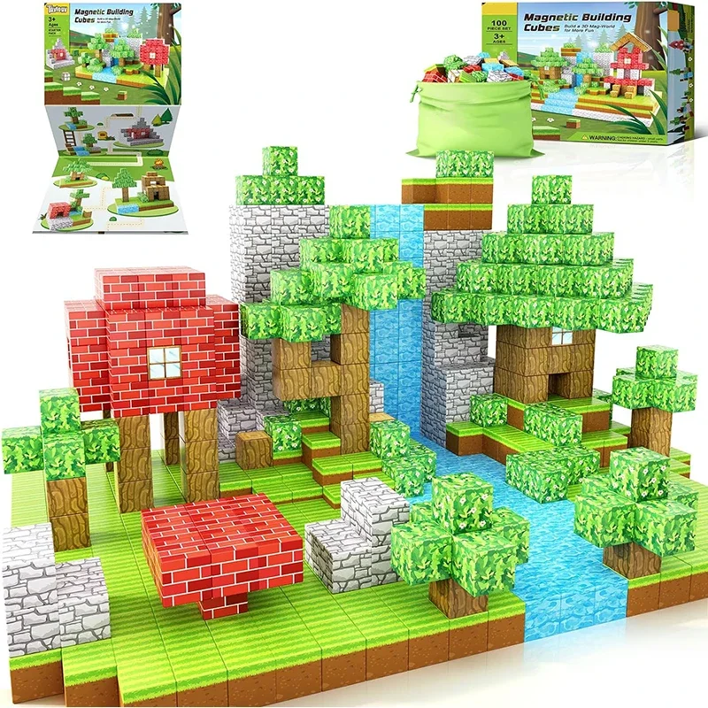 Magnetic Blocks Build Mine Magnet World Christmas Edition Magnetic Tiles Building Blocks Toddler Toy STEM Sensory Toys Girls Boy