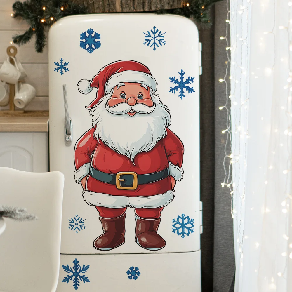 Painted Santa Claus Wall Stickers For New Year Christmas Decoration Mural Fridge Beautify Room Home Decor Self-adhesive Decals