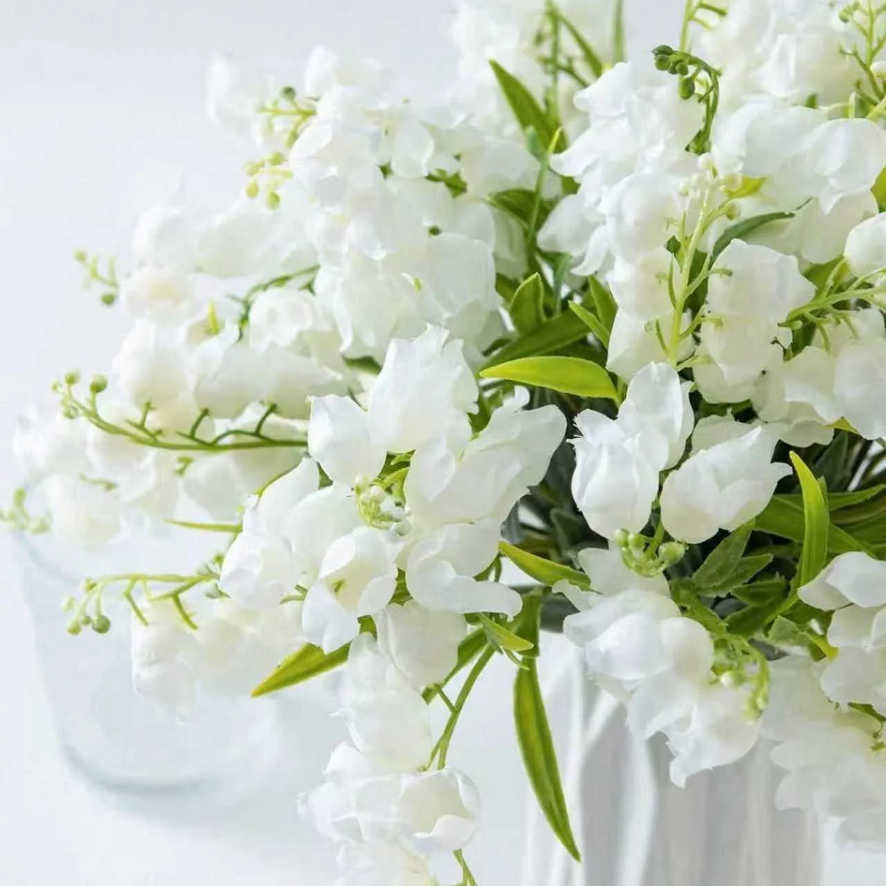 20 Stück/Set Künstliche Maiglöckchen-Seidenblumen für Heimdekoration, Künstliche Glockenblumen, Brautstrauß, Hochzeitsdekoration – Detail 6