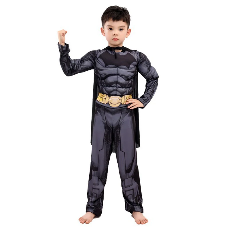 Batmans Cosplay Costume Boys Girls Superhero Batma Cosplay Muscle Costumes Jumpsuit Bodysuit Mask Suit Halloween Clothes