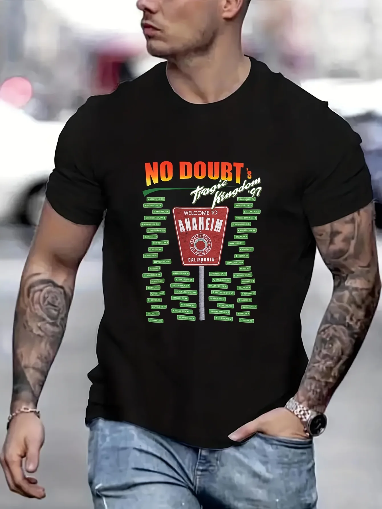 

No Doubt BandNo Doubt Band Tour Date 1997 Хлопковые мужские футболки Футбольные рубашки 2025 Топы Мужские забавные мужские футболки Мужские B5023998