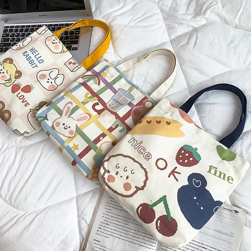 Bolsa de ombro feminina, bolsa compradora casual, desenho animado estilo japonês, pequena, na moda