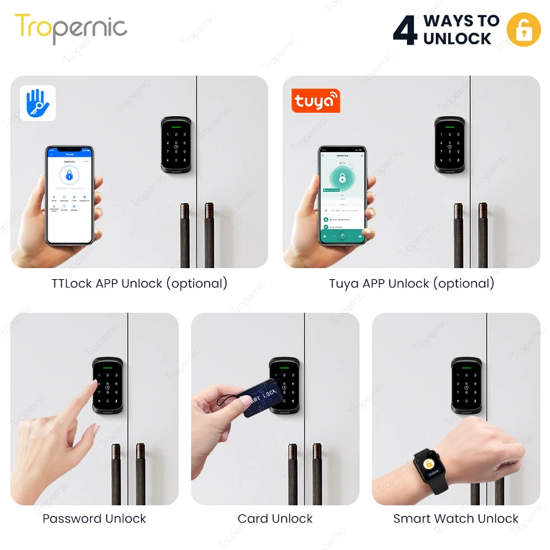 Tuya Smart Fingerprint No Punch Cam Lock Cabinet Lock Door Drawer Filing Cabinet Post Mail Box Furniture Locker Cupboard Locks