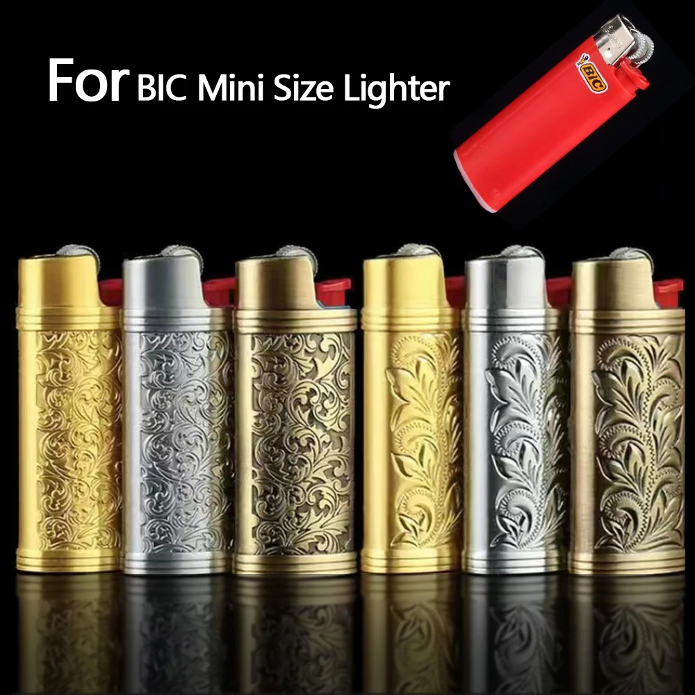 Retro Metal Lighter Case Cover Holder For Bic Mini Size J5 Lighter Metal Armor Disposable Gas Lighters Sleeve Cover Holder