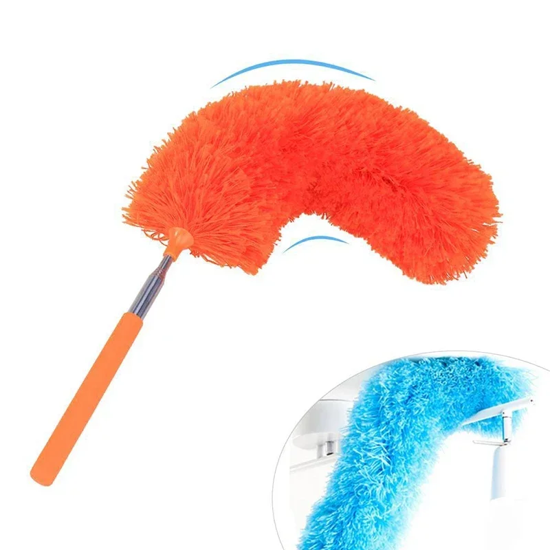 Electrostatic Dust Duster Telescopic Flexible Stainless Steel Household Feather Duster Cleaning Tool Microfiber Dust Brush