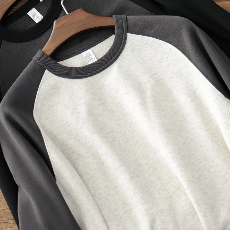 

Мужская толстовка с круглым вырезом и вставками в стиле американского ретро, 360G, из хлопка и полиэстера, вязаная, спортивная одежда