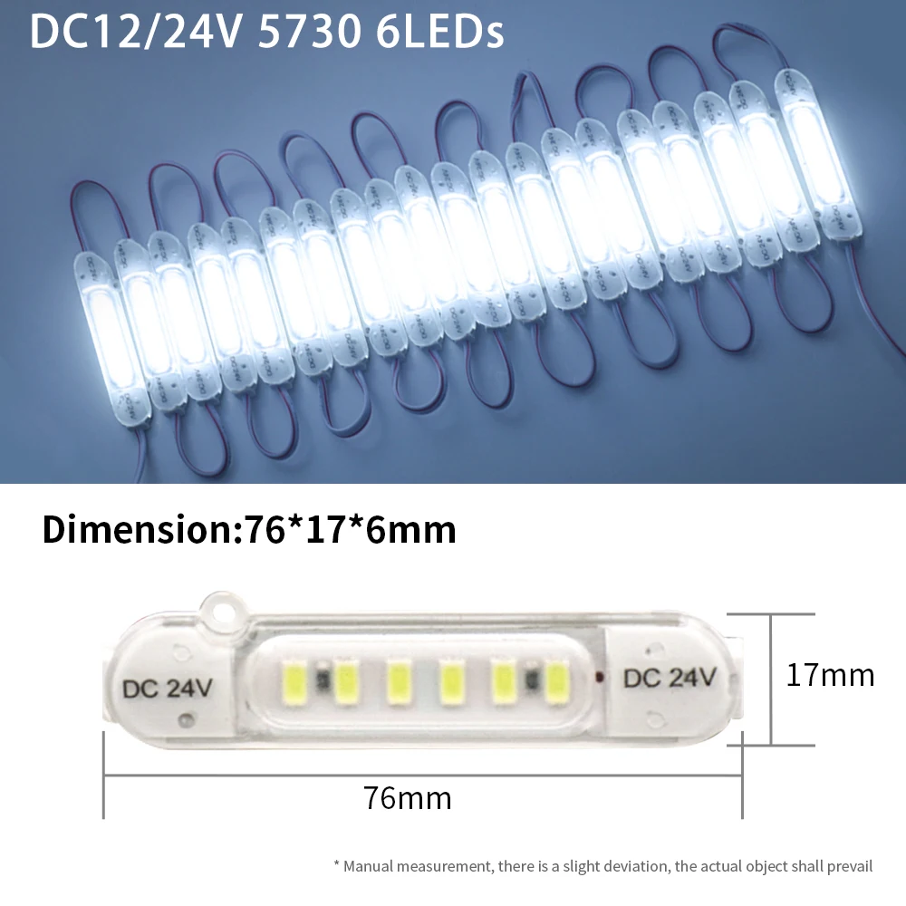 DC 12V 24V 5730 6LEDs LED Modules Waterproof IP67 Injection Molding Light for Advertisement Signs Shop Banner Backlight 20Pcs