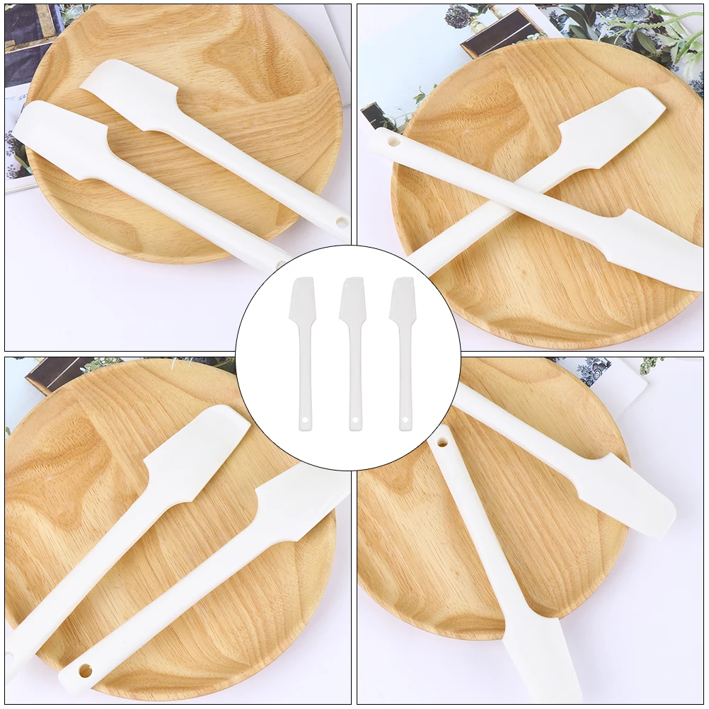 

3pcs Silicone Scraper Spatulas Ergonomic H Easy Clean Baking Pastry Kitchen Tools White Cake Cutters Cooking