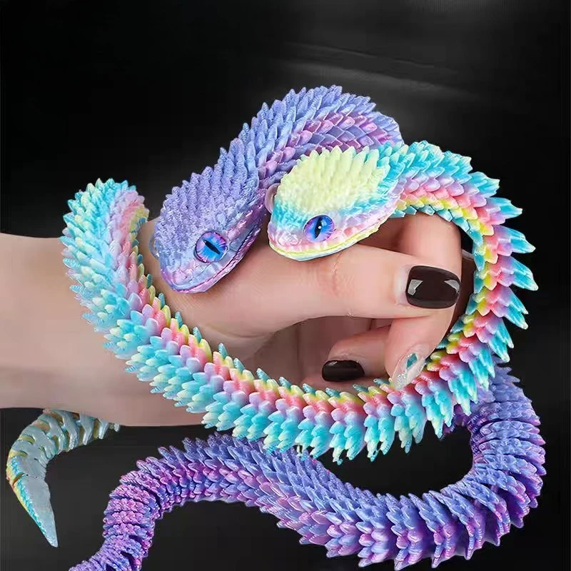 2026 New 3D Printed Snake Realistic Snake Statue Movable Joint Fidget Toys Simulation Snake Year Desk Ornament Animal Model Gift