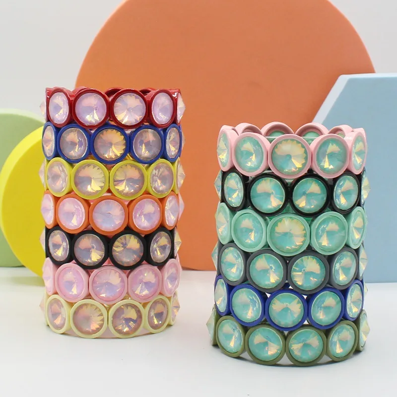 

Hot Sale Exaggerated Style Versatile Enamel Beaded Mocha Diamond Women's Bracelet Bracelet Accessories Birthday, Holiday Gifts