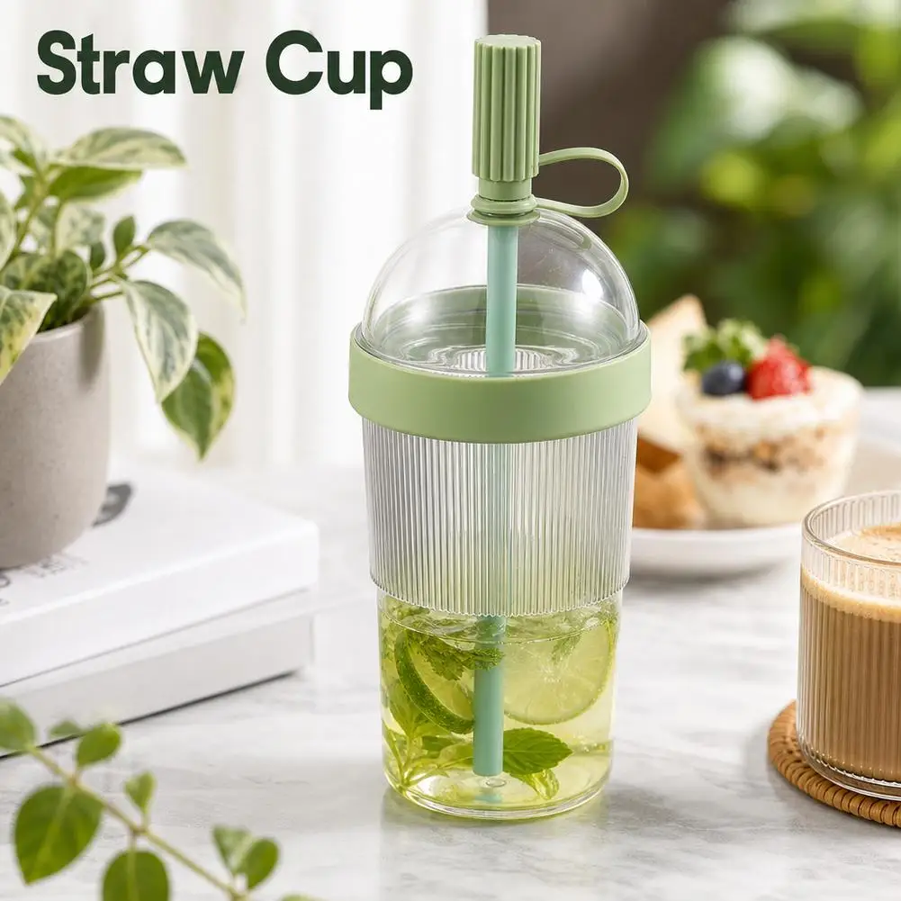 Coffee Cup With Lids & Straw Portable Drink Mug Leak Proof Lightweight Tea Mug For Women Men Travelers Students