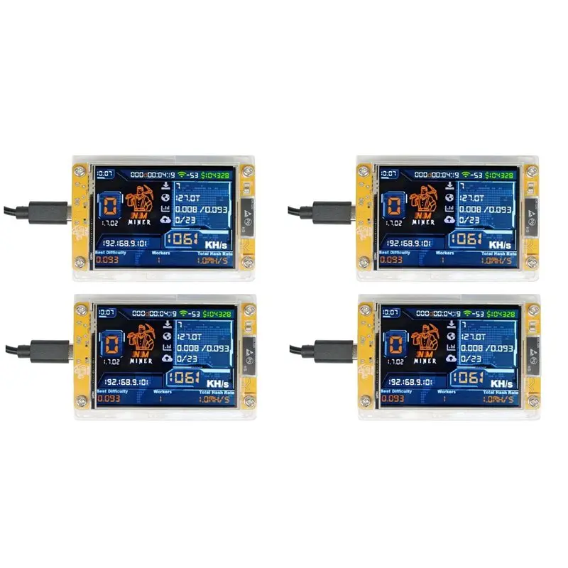 

4PCS 1060KH/S Nmminer Nerdminer Upgraded Harshrate 2.8 Inch Smart Display Bitcoin Crypto Solo Lottery Miner Nerdminer