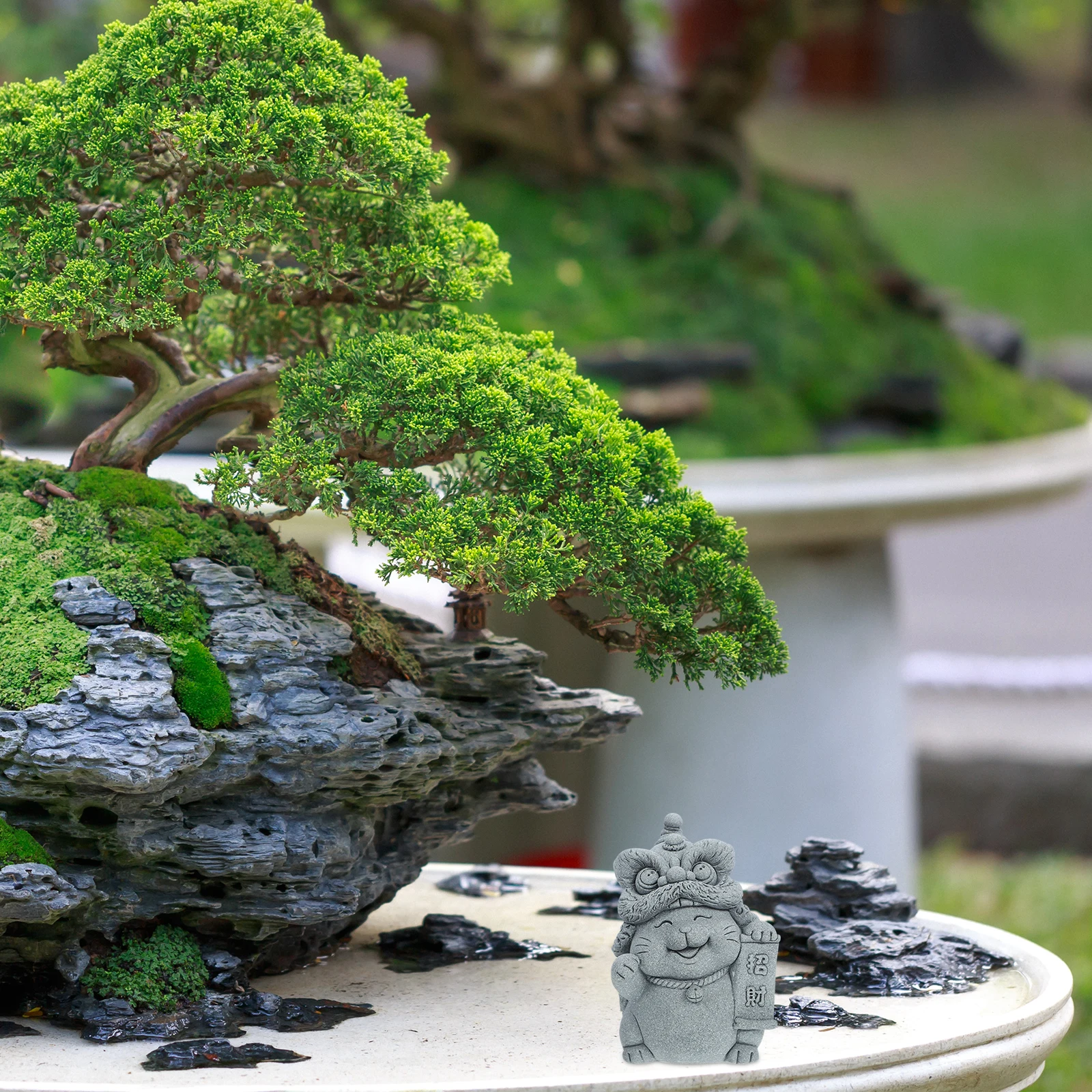 

1pc Bluestone Garden Kitten For Cat Statue Miniature Cat Statue Outdoor Home Decor Tea Table Miniature Animal Ornament