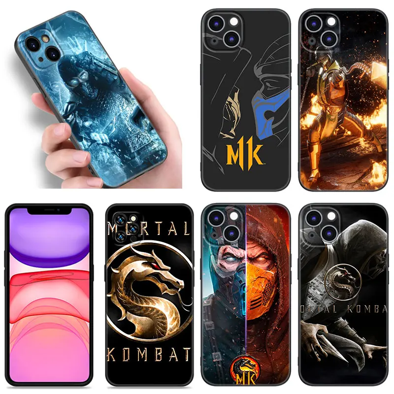 Mortal Kombat Game Phone Case For Apple iPhone 12 13 Mini 11 14 15 Pro Max 7 8 Plus X XR XS SE 2020 2022 Black Silicone Case