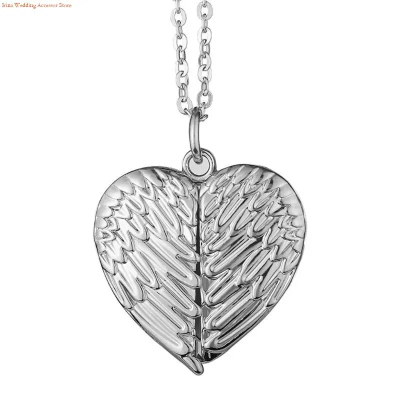 G92D Hot Transfer Printing Photo Pendant Sublimation Angel Wing Heart Necklaces Charm