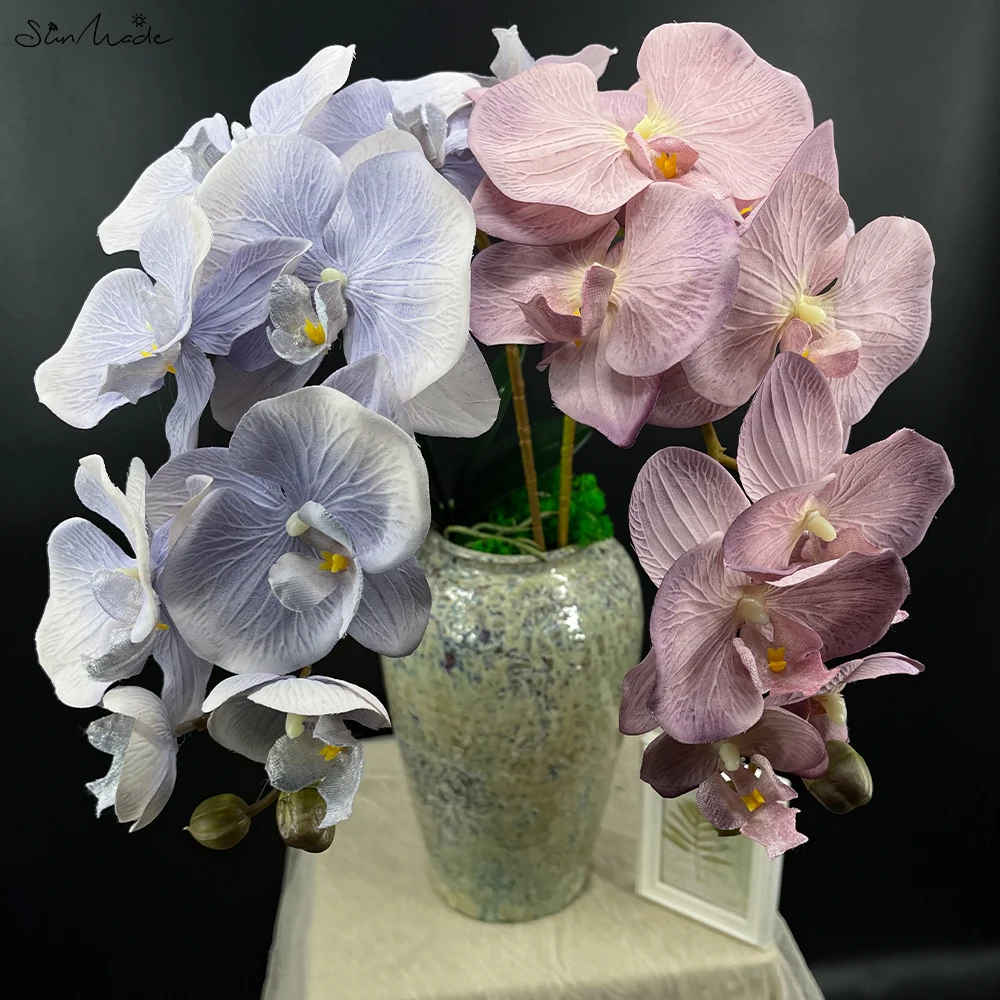 Orquídeas artificiales de seda, 10 cabezas, decoración para el hogar y boda, Flores Artificales