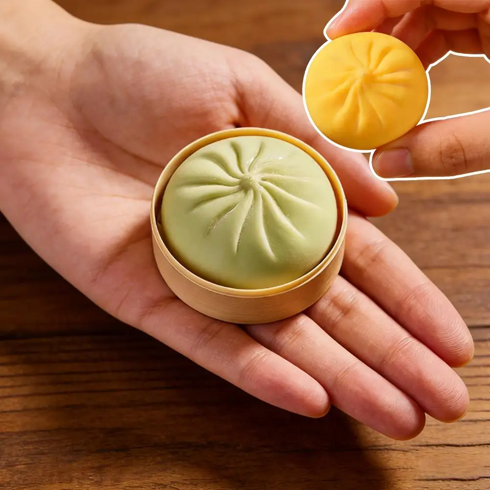 Colorful Dumpling Squishes Stress Balls Fidget Sensory Toys Simulation Food Squishies Bun With Steamer Dough Ball Gifts