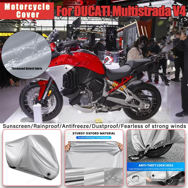 

For DUCATI Multistrada V4 No Ear Motorcycle Cover - Outdoor Full Body Protection, Waterproof Dustproof Sunscreen Moto Accessory