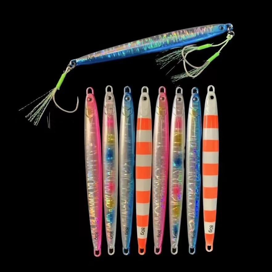 

JINGYU Fishing Lure 60g 80g 100g Laser Bionic Luya Iron Plate Lead Bait Fast Metal Jig Sinking Noctilucent Wobbler Pike Bass