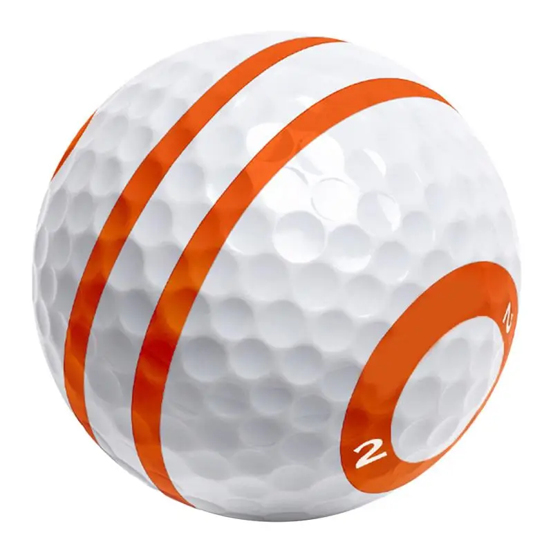 Indoor Golf Balls 3-Layers White Golf Balls for Practice with Orange Lines High Elastic Real-Feel Training Supplies