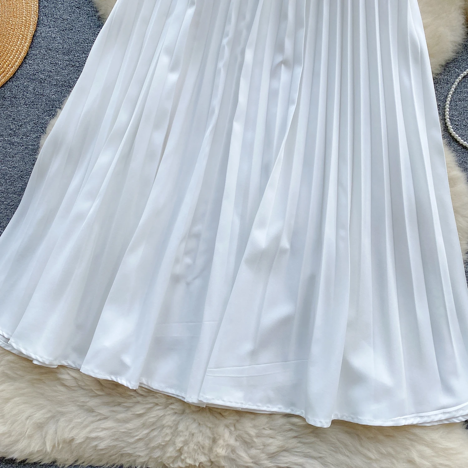 Chic Solid Pleated Bow Slip Dress Elegant Halter Dress Beach Casual Vacation Sleeveless A-line Vestidos Summer Women