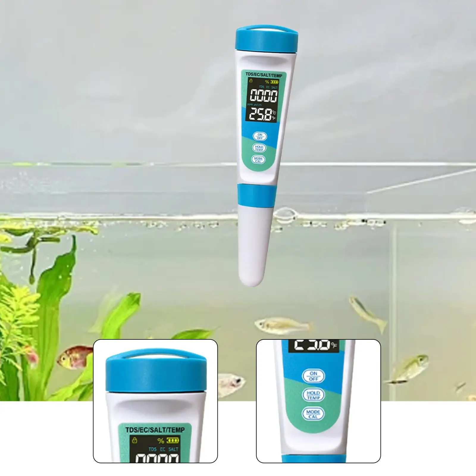 El monitor del probador de calidad del agua mide sal, Tds, EC, temperatura para hidroponía Calidad del agua potable Swim Spas Piscinas