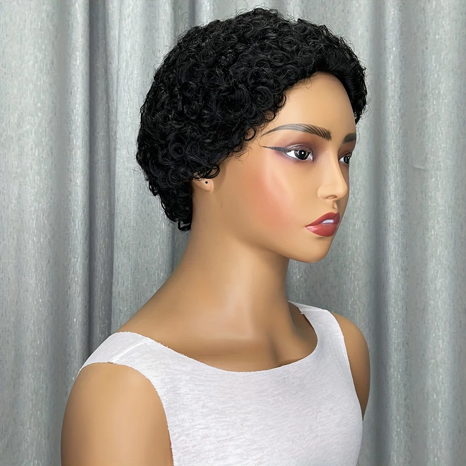 Pixie Cut Wigs Short Afro Kinky Curly For Women Human Hair 150% Density Human Hair Wigs Glueless Machine Made Wig