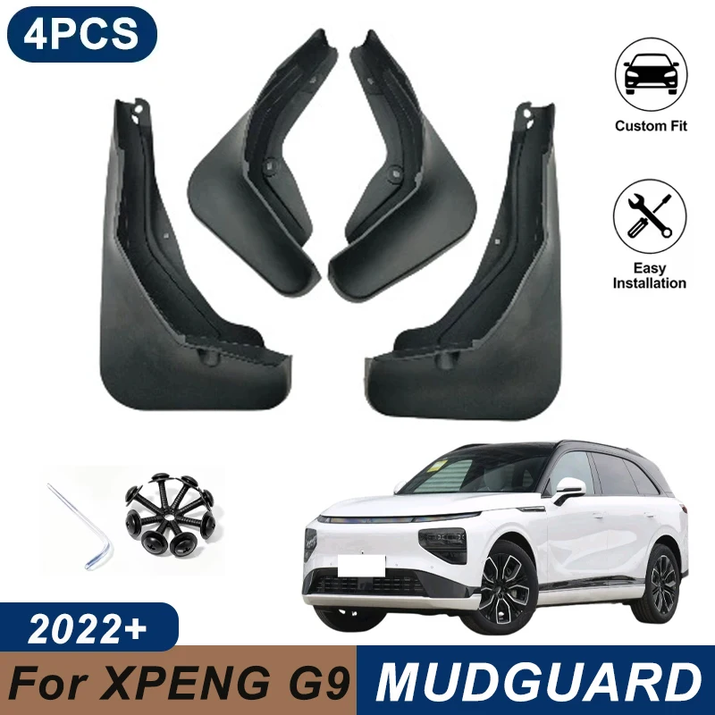 4PCS Car Mud Flaps For XPENG G9 2022+ Waterproof Anti-Splash Fender Mudguards Auto Exterior Accessories