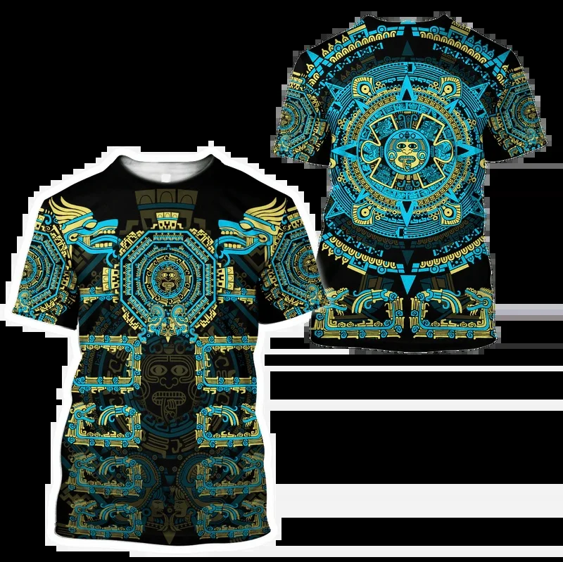 

Summer Men's Mexico Aztec T Shirt Casual Sports Jersey Tops Quetzalcoatl Sun Stone Graphs T-Shirt Cool Oversize Short Sleeved