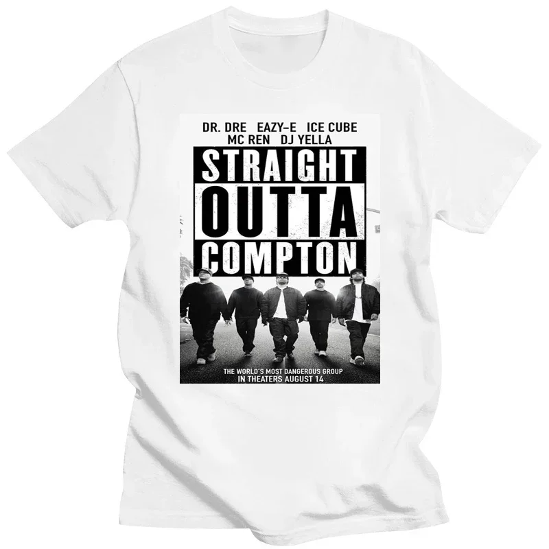 Straight Outta COMPTON Mens Fashion Casual T-Shirt Black Classic Movie Poster Graphic Tshirt Streetwear Summer Men Clothing Gift