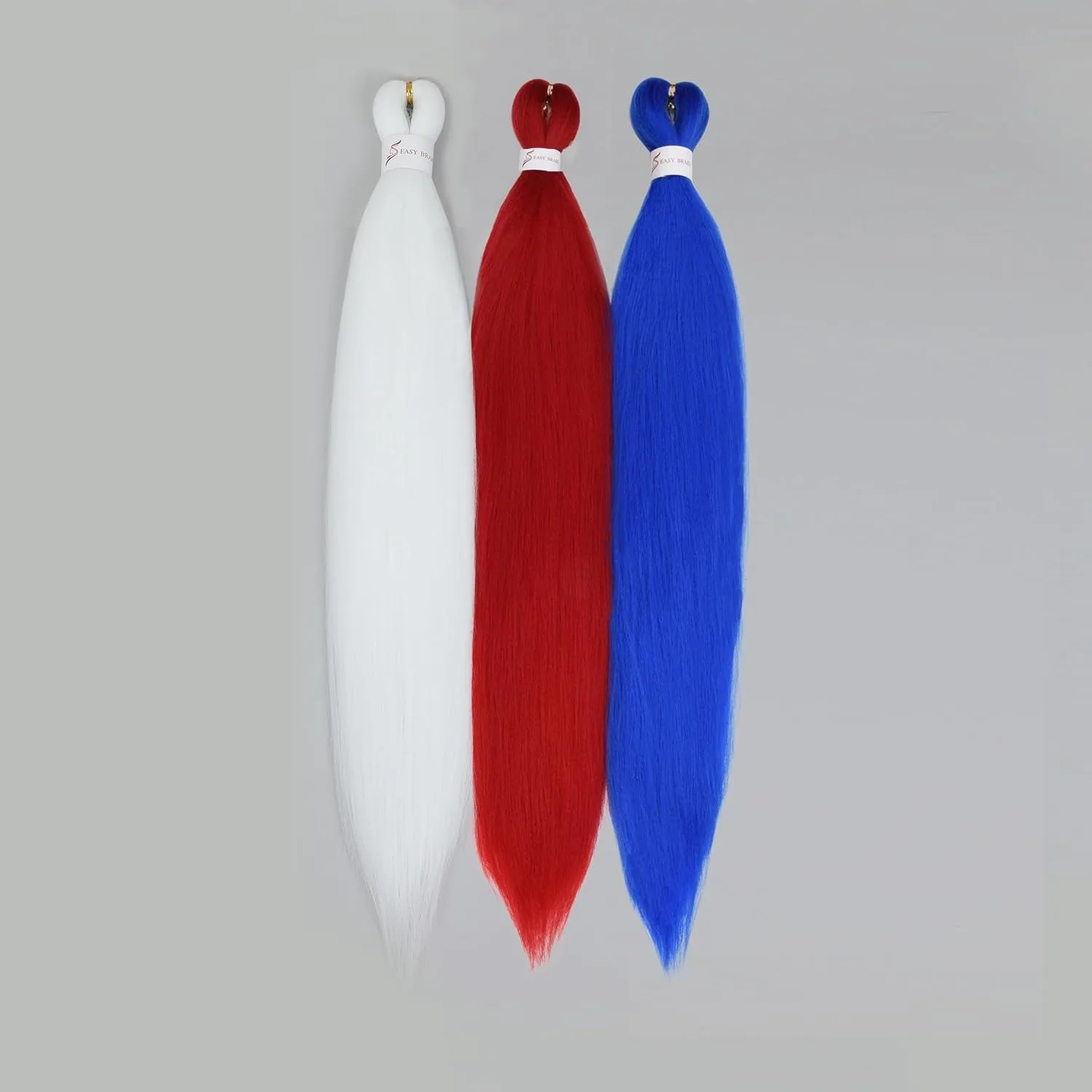 3PS 26 Inch Colored Braiding Hair Extensions,Red White Blue Jumbo Crochet Synthetic Hair Extension Crochet Braiding Hair