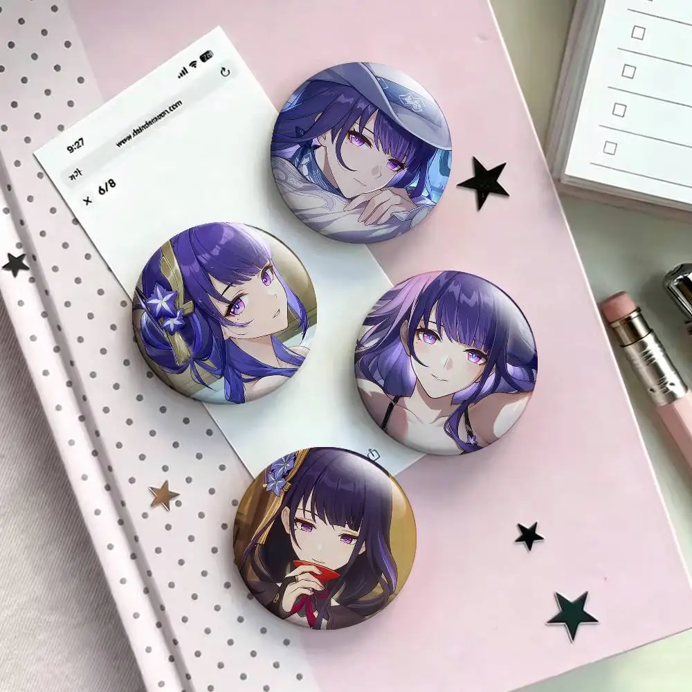 

Game Impact Raiden Shogun Badges 25 32 44 58 75 mm Round Fans Collect Friends Gifts Brooch Souvenir